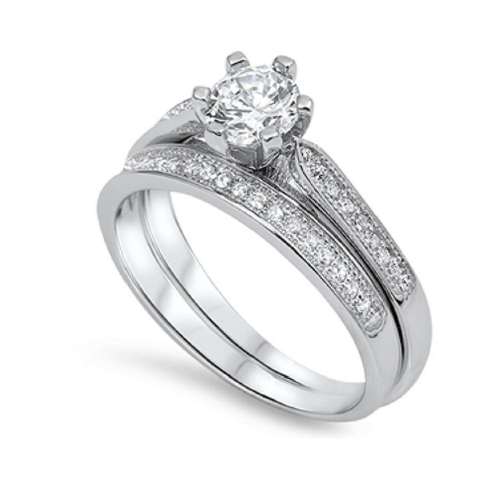 All in Stock Round Center Cubic Zirconia Wedding Engagement Ring