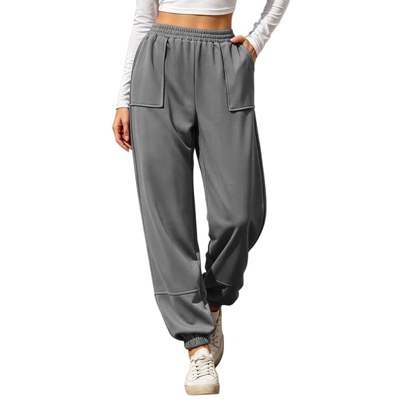 CBASIHI Womens Joggers with Pockets High Waist Casual Athletic Tapered Elastic Waistband Relaxed Fit Workout Sweatpants Gray S-3XL
