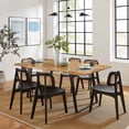 thumbnail image 2 of 74 Inch Dining Table, Black Natural, Wood, Rectangular, Kitchen Cafe Bistro Hospitality Restaurant, Modern Contemporary HB35900, 2 of 15