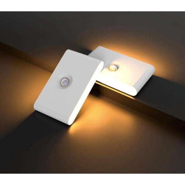 2 Pack Motion Sensor LED Night Lights, USB Rechargeable Magnetic Induction Closet Lights for Bedroom, Bathroom, Kitchen, Hallway, Stairs
