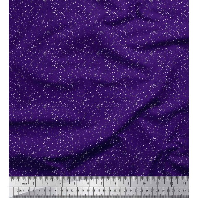 Soimoi Purple polyester Crepe Fabric Splatter Art Abstract Print Fabric by the Yard 52 Inch Wide
