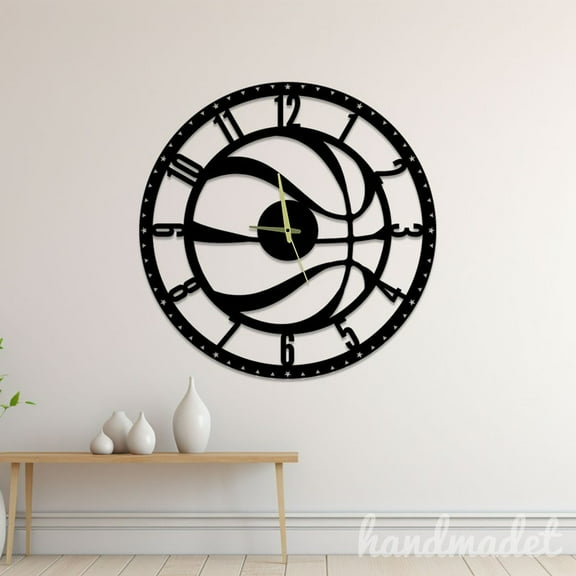 Handmadetneonsign Basketball Wall Clock Unique, Basketball Round Wall Clock, Text Oversize Wall Clock 61060