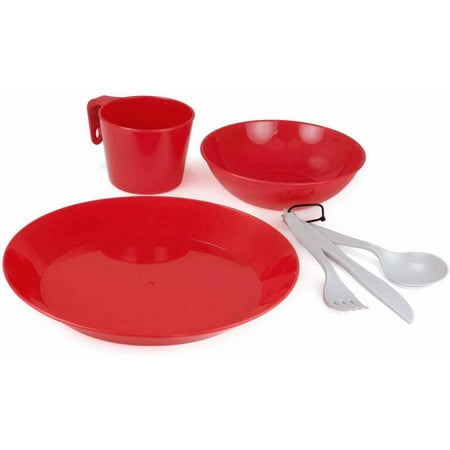 Enamelware Cascadian 1-Person Table Set, Red (Best Enamelware For Camping)