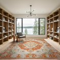 thumbnail image 2 of ODIKA 9'x12' Washable Area Rug Non-Slip, Chair-Friendly Geometric Vintage Mid Boho Century Scrolling Vine Border Interlocking for Dining Room, Basement, Large Office, 2 of 7