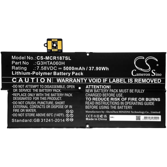 5000mAh Microsoft G3HTA060H Battery for Surface Pro X 1876 Keyboard