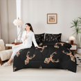 thumbnail image 4 of Castle Fairy Abstract Camo Deer Full Size Bedding Sets 7 Pieces,Jungle Animal Full Size Bed in a Bag,Rust Coffee,Black Reversible, 4 of 7