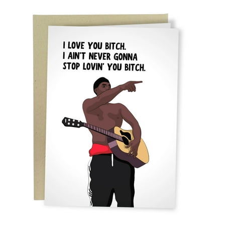 Funny Vine Meme Card / I Love You Bitch Guitar Man - Sleazy Greetings