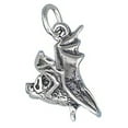 thumbnail image 1 of Sterling Silver 7" 4.5mm Charm Bracelet With Attached 3D Flying Bat Halloween Charm, 1 of 1