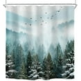 thumbnail image 7 of Green Mountain Shower Curtain 66Wx72H Inch Nature Scenery Foggy Pine Tree Scenic Woodland Greenery Landscape Mens Bathroom Decor Fabric Polyester Waterproof 12 Pack Hooks, 7 of 7