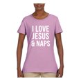 thumbnail image 2 of Wild Bobby I Love Jesus & Naps Inspirational/Christian Women Graphic Tee, Light Pink, XX-Large, 2 of 6