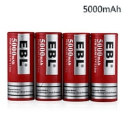 4x EBL 3.7V 5000mAh 26650 Hight Drain Li-ion Rechargeable Batteries INR Flat Top