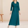 thumbnail image 2 of Women's Laces Mother of the Bride Dresses with Jacket 2 Piece Mother of the Groom Dresses for Wedding Guest Dress Green L, 2 of 7