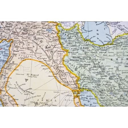 Partial Map Of Turkey Kurdistan Iraq Persia Middle East In 1890S From The Citizens Atlas Of The World Published London Circa 1899 Canvas Art - Ken Welsh Design Pics (36 x 24)