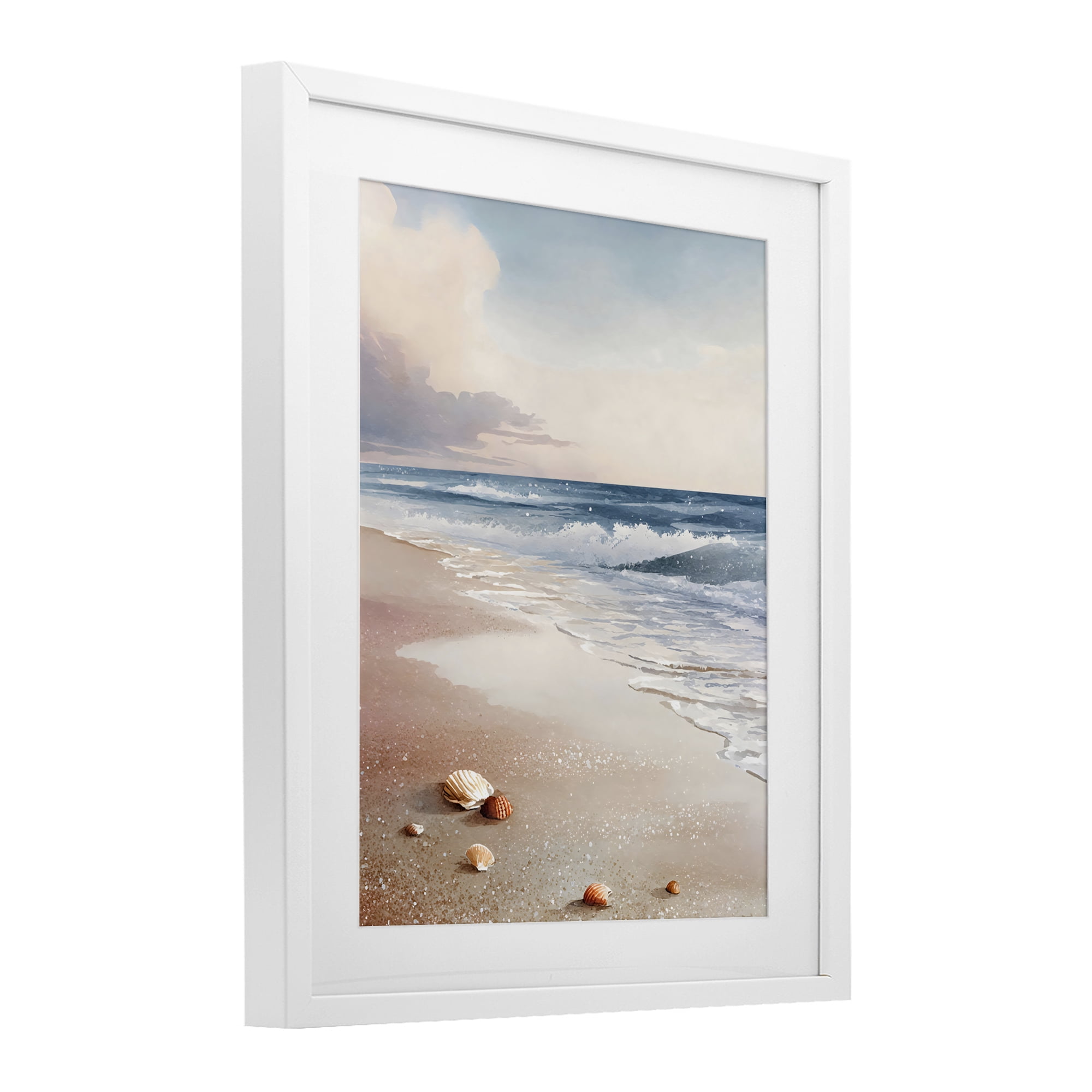 Stupell Industries Washed Up Seashells White Framed Print Under Glass, design by Franklyn Gregory