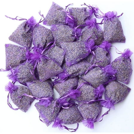 HXRH 25 Pcs Lavender Sachet Bags,Natural Sun Dried Lavender Sachets,Fresh Scents for Home Drawers Closets Wardrobes