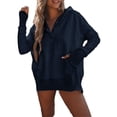 thumbnail image 3 of Langwyqu Spring Autumn Women Oversized Button Down Henley Hoodies Long Sleeve Sweatshirt, 3 of 4