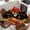 Black Orange, variant on Fall Maple Leaves Round Tablecloth, Fitted Table Cover with Elastic for 55"-60" Round Tables, Happy Thanksgiving Pumpkins Autumn Black Table Cloth Outdoor Indoor Dinning Party Waterproof Tablecloths