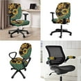 thumbnail image 2 of FKELYI 2 Piece Office Chair Slipcovers with Armrest Covers Green Sunflower Leopard Print Stretch Fabric Swivel Chair Cover for Computer Chair Armchair Washable Protector, 2 of 7