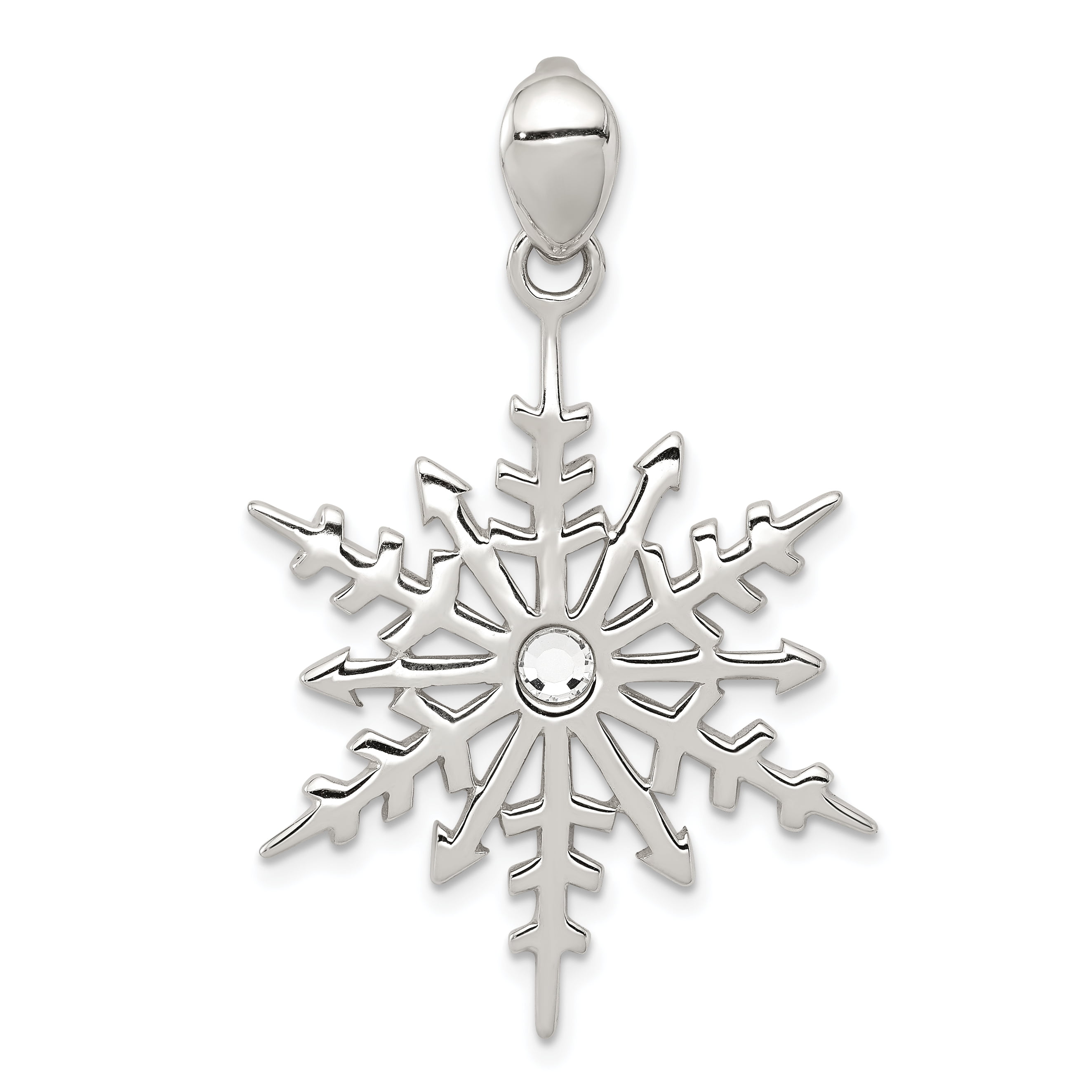 Sterling Silver Snowflake With Stellux Crystal Pendant