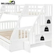 thumbnail image 5 of BELLEMAVE Twin over Full Bunk Bed with there drawer, bulid in ladder and storage stairs, Convertible into 2 beds, Bunk bed /Wood Bunk Bed for Teens(White), 5 of 10