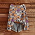 thumbnail image 2 of WULMLEO Halloween Women Pumpkin Sweaters Fashion Cotton Polyester Oversized Boluses Crew Neck Long Sleeve Cute Casual Clothes Lightweight Plus Size Kint Crochet Fashion Tops Gray M, 2 of 5