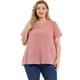 thumbnail image 4 of Women's Plus Size Blouses Pin Dots Round Neck Cute Basic Top Pink 3X, 4 of 7