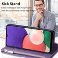thumbnail image 7 of Phone Case for Samsung Galaxy A22 5G/Boost Mobile Celero 5G Wallet Cover with Screen Protector Flip Zipper Credit Card Holder Stand Cell Accessories Celero5G A 22 22A A22s G5 Women Men Purple, 7 of 7
