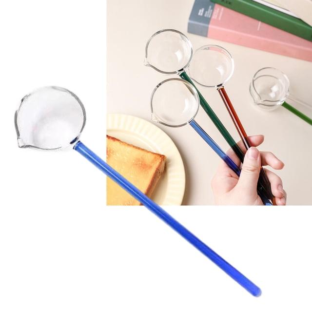 para servir de vidrio grande, para servir, utensilios de cocina con mango largo de 9,92 pulgadas, para sopa, Azul Macarena cuchara sopera