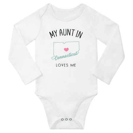 

My Aunt In Connecticut Loves Me Baby Long Short Sleeve Romper Bodysuits 18-24 Months