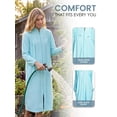 thumbnail image 4 of Casual Nights Women's Jacquard Fleece Zip Front Robe, Long Housecoat with Pockets, Mid-Calf Duster, Terry Poly Lounge Robe, Green Large, 4 of 5