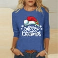 thumbnail image 2 of Bcresic Christmas Shirts for Women Glitter Light Up Xmas Tree Print 3/4 Sleeve Tops Cotton Crewneck Pullover Blouse Cute Classic Basic Tee Shirt Christmas Holiday Gifts Tunic Tshirt,#02_Blue,X-Large, 2 of 4