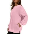 thumbnail image 4 of qolati Oversized Sweatshirts for Women Fashion Crewneck Long Sleeve Slit Pullover Tops Color Block Ribbed Trim Shirts Teen Girl Preppys Clothes 2024, 4 of 8