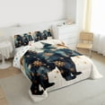 thumbnail image 3 of jejeloiu Woodland Animal Bear Full Size Comforter Sets,Gold Christmas Snowflake Bedding Comforter Set,Gold Beige Teal Bedding Sets For Boys Teens,Luxury Bedroom Decor Reversible,3pcs, 3 of 8