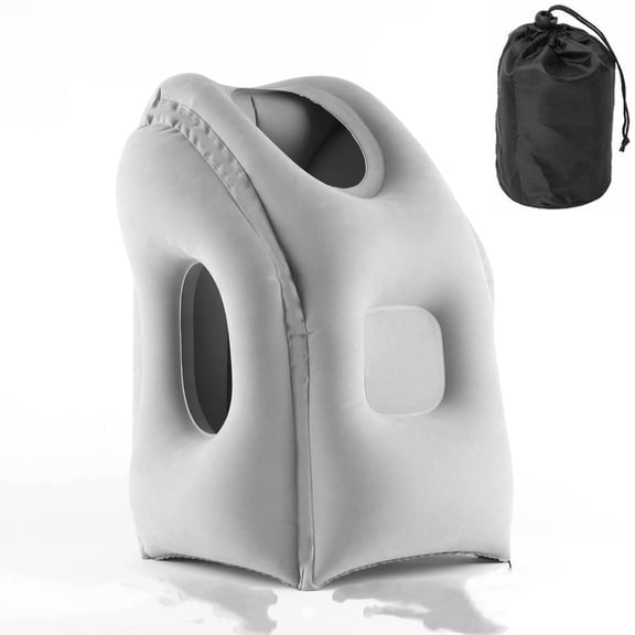 Yl-YANG Inflatable Travel Pillow for Airplanes-Neck Support Pillow for Long Flights, Portable & Comfortable Airplane Sleep Pillow, Blow Up Pillow for Travel, Office,Gray Storage Bag