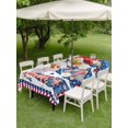 thumbnail image 4 of Outdoor Tablecloth with Umbrella Hole for Patio/Picnic/Party/Camping, 4th of July Waterproof Table Cloth Rectangle Table Cover Washable, Red Blue Gnomes Independence Day Stars Striped (60"x 120"), 4 of 9