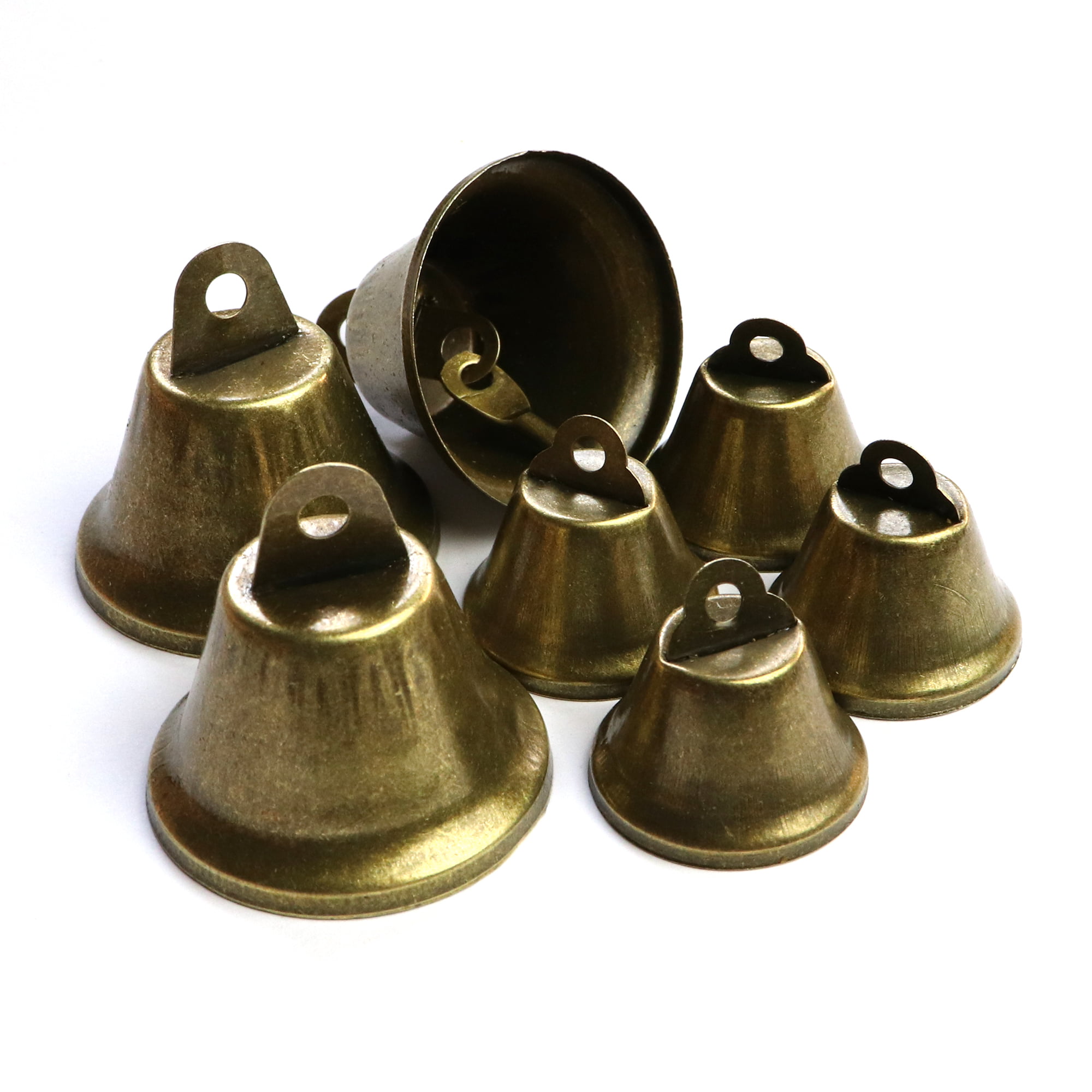 Limnyves 30 Pcs Bells Craft Small Bells Brass Bells Vintage Bells with Hooks for Hanging Wind Chimes Making Dog Training, Bronze