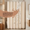 thumbnail image 4 of Unique Bargains 3D Geometric Texture Bath Curtain Sets with Hooks Beige 72"W x 72"L, 4 of 7