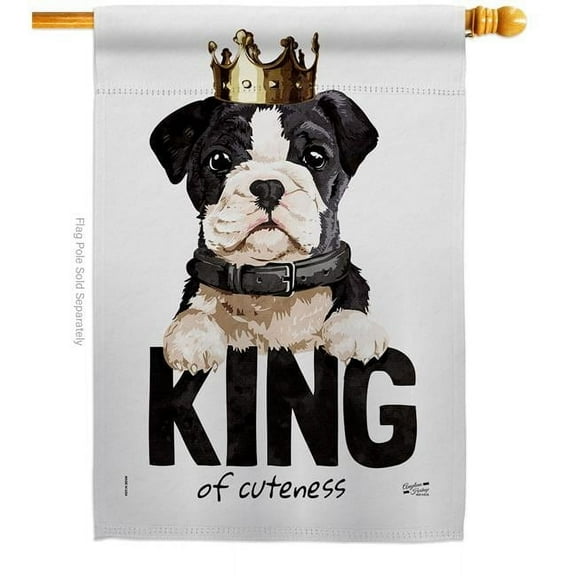 Angeleno Heritage H137525-BO King of Cuteness Animals Dog 28 x 40 in. Double-Sided Decorative Vertical House Flags for Decoration Banner Garden Yard Gift