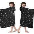 thumbnail image 4 of Black White Moon Star Pattern Hooded Bath Towel，60"x35" for Ages 3 To 12 Kids, Quick Dry Lightweight Soft Microfiber Hood Beach Towel Cover Up for Kids, 4 of 7
