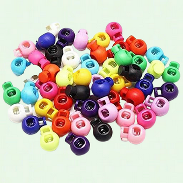Drawstring Cord Stoppers, 100pcs Assorted Plastic Round Cord Locks, Cord Toggles for Paracord, Backpacks, Various Colors