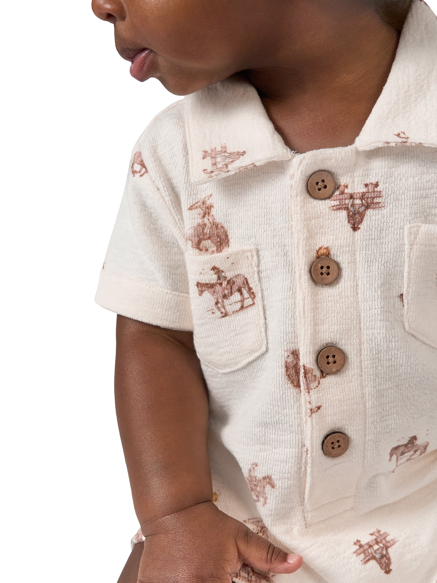Modern Moments by Gerber Baby Boy Slouch Henley Romper, Sizes 0/3 Months - 24 Months