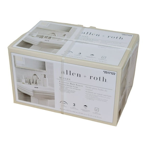 Brushed Nickel Bathroom Sink Faucet 3Hole 4in Centerset with Drain and DeckPlate