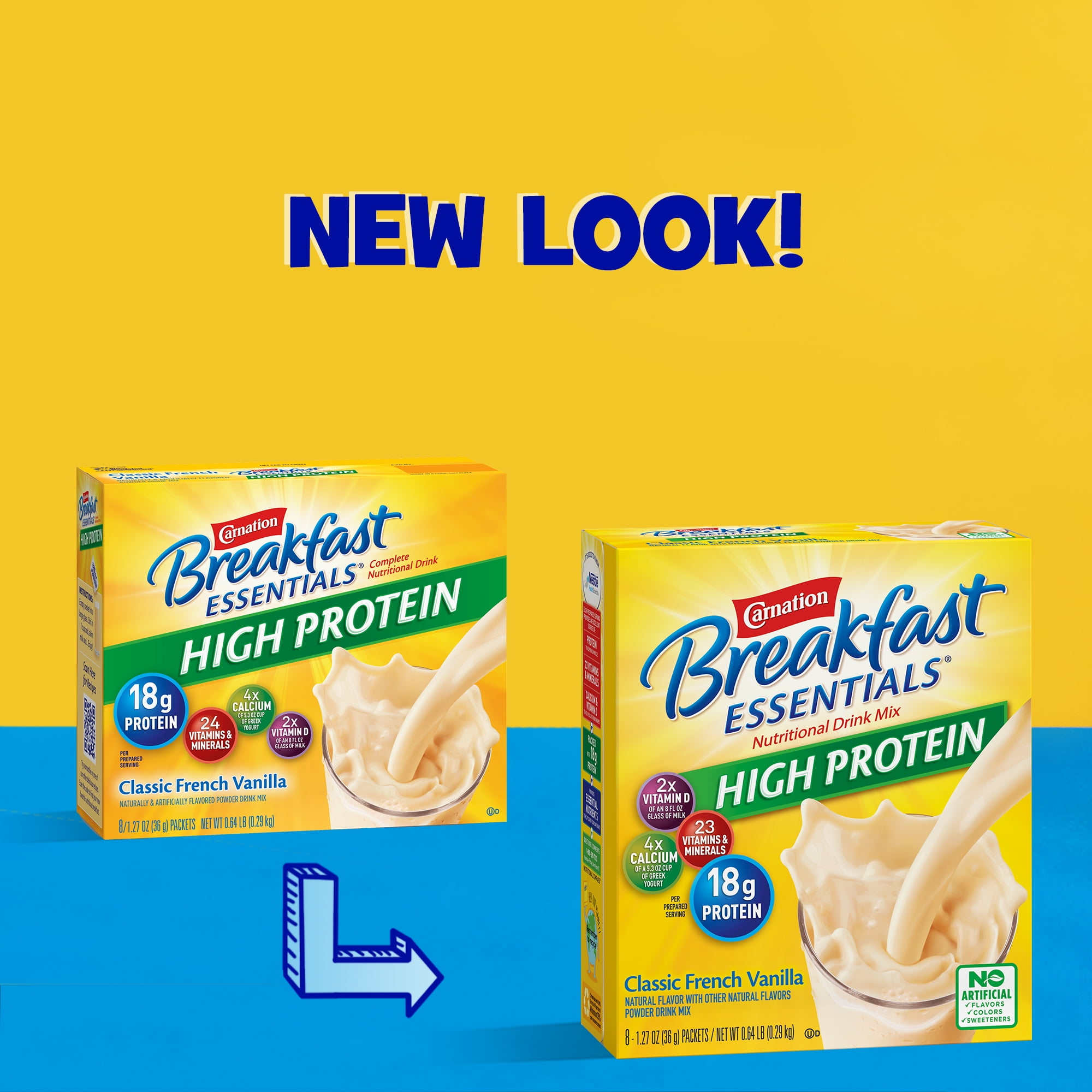 Carnation Breakfast Essentials High Protein Powder Nutritional Breakfast Drink Mix, Classic French Vanilla, 8 - 1.27 OZ Packets
