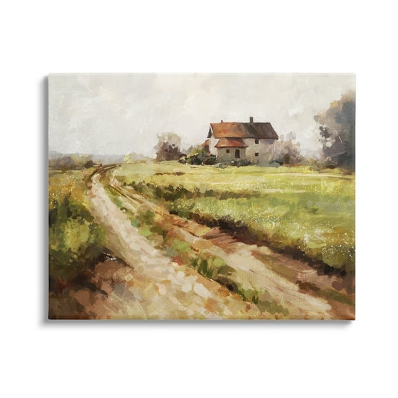 Stupell Industries Country Path to Barn Landscape Painting Gallery Wrapped Canvas Art Print Wall Art, 20 x 16
