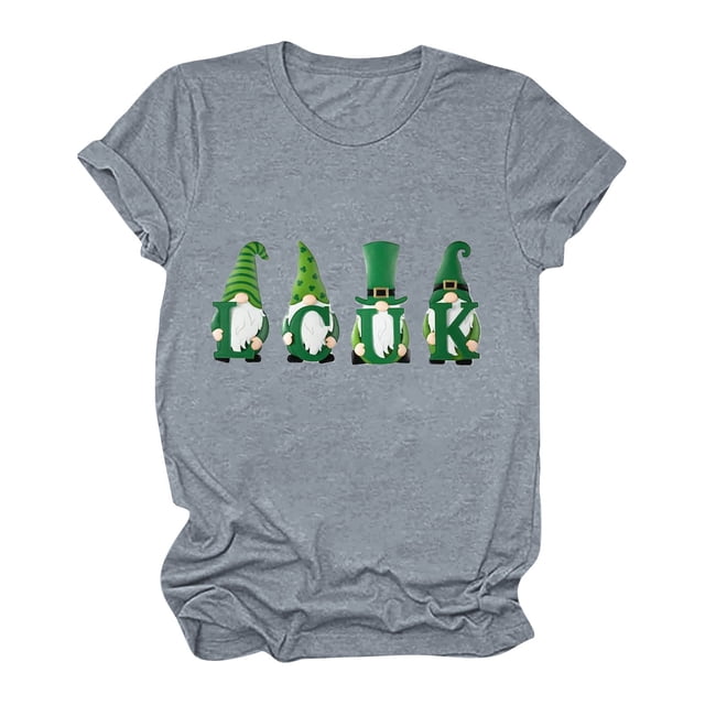 Wolfast T-Shirts pour Femmes Manches Courtes Mode Féminine Saint-Patrick Imprimé Col Rond Manches Courtes T-Shirt Décontracté Haut T-Shirts pour Femmes Mode