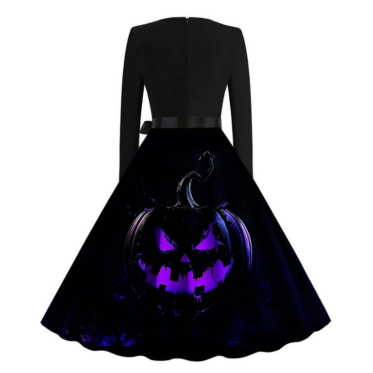 blue dress for baby girl Bat Embroidery Women's Dress / Gothic Black A-Line Dress / Halloween Costumes main image 0
