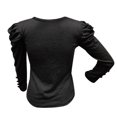 thumbnail image 4 of Women Multiple Sizes Winter Fashion Retro Nature Lace Edge Polyester Splice Top Blouse Shirt(Black,S), 4 of 4