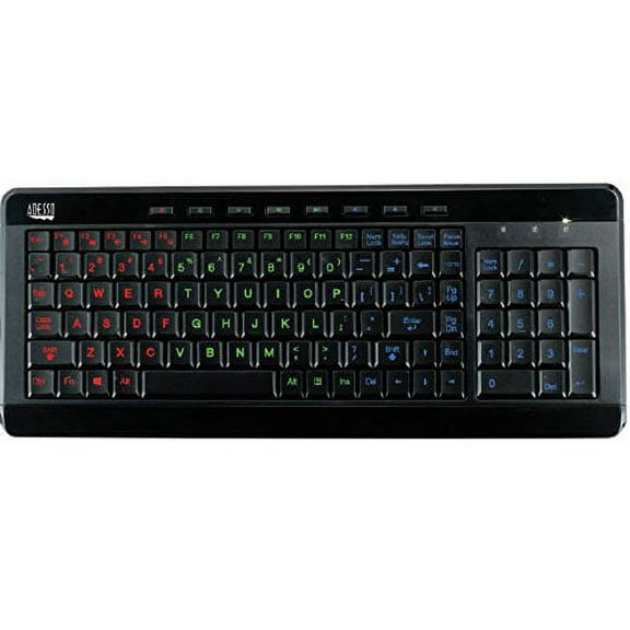 Adesso AKB-120EB - SlimTouch 120 3-Color Illuminated Compact Multimedia Keyboard
