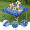 thumbnail image 4 of Beautiful Vintage Floral Square Table Cover, 34x34 Inch Elastic Tablecloth for Card Tables, Resists Wrinkles for Easy Care, 4 of 6