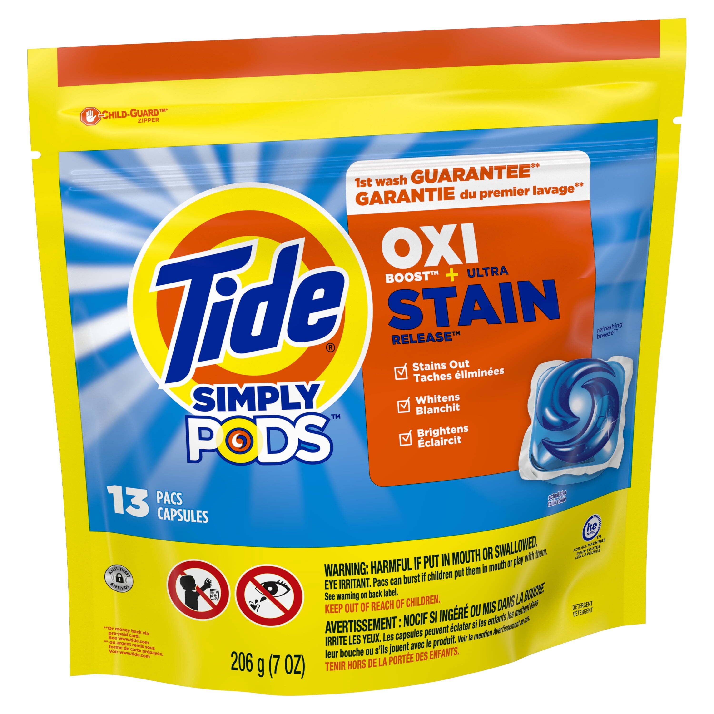 Tide Simply PODS Oxi Ultra Stain Release Liquid Laundry Detergent, Refreshing Breeze, 13 Count